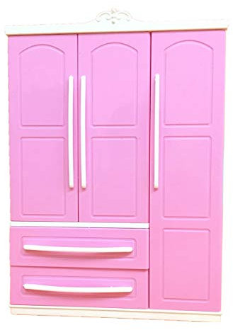 Dreitüriger Moderner Kleiderschrank Für Spielset Für Barbi Möbel Platz Für Schuhe Kleidungsaccessoires Mit Ankleiden Sicherheitsaugen Augäpfel Füllung Für Kuscheltiere Häkel Fotokabine 3