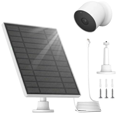 5V 4W Solarpanel für Google Nest Kamera (Batterie), mit 13,1 Fuß/4 m externem Stromkabel, unterstützt 360°-Anpassung, wasserdichtes Solarpanel für Google Nest Cam (Batterie)