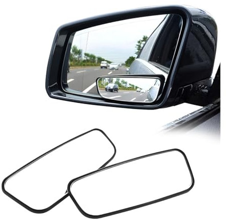 CGEAMDY 2 Stück Wasserdichter HD Glas Toter-Winkel-Spiegel, 360° Einstellbarer Weitwinkel-Seitenspiegel, Anti-Blendung Auto Rückspiegel, Autospiegel Rückspiegel Einstellbar Für Fahrzeuge(Gerahmt)