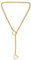 TJUSPIRIT Slip Chain Choker Damen Schlupfkette Punk Gothic Herzkette y2k Lariat Y Halskette PU Lederhalsband Halskette aus Edelstahl, 65CM(Gold)