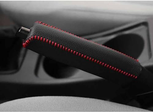 OINTJWWO Auto Handbremse Abdeckung für Volvo EX90/XC90/XC70/XC60/XC40 SPA Y20 P24 P2 1998-2025, Universal Leder Griff Protector rutschfeste Handbremsgriff SchutzhüLle ZubehöR,A/Black-Red Line