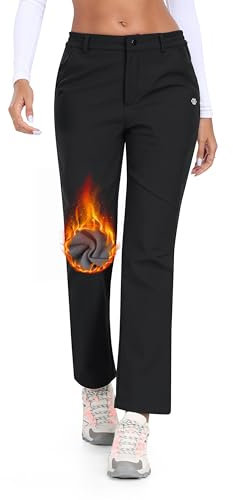 MoFiz Wanderhose Damen Wasserdicht Winddicht Softshellhose Outdoorhose Skihose Trekkinghose mit Tasche Schwarz-New 3XL