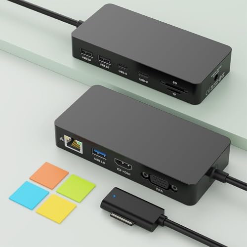 Surface Docking Station 4K@60HZ HDMI+VGA, 11 in 1 MS Surface Dock con alimentatore da 60W Surface Pro Docking Station per Surface Pro 11/10/9/8/X/7/6/5/4, Surface Laptop, Laptop Go, Surface Book