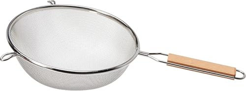 Stainless Steel Sieve with Wooden Handle (16 cm Diameter-Wooden Handle)