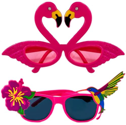 2 Stück Anziehbrillen, Lustige Sonnenbrillen, Lustige Sonnenbrillen, Verrückte Sonnenbrillen, Flamingo-Sonnenbrillen, Flamingo-Accessoires