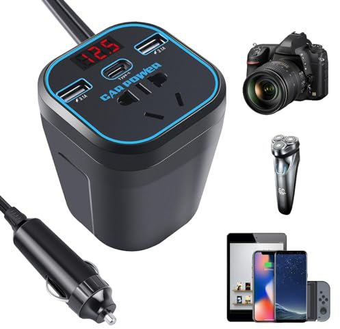 Adaptador de a CA: Adaptador de Corriente para automóvil, inversor para vehículo | Convertidor de Corriente para Coche, convertidor de Corriente para Coche, convertidor de 12V/24V a 220V CA, enc