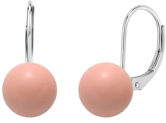 Orecchini monachella pendenti pallina corallo rosa sfera grande 10mm chiusura argento 925 rodiato gioiello artigianale orecchini donna ragazza