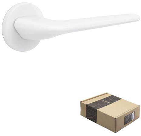 APECS Türgriffe innentüren Modern Türklinke für Haustür und Innentür mit quadratisch Rosetten Türgriff weiß matt Drückergarnitur mit Befestigungsmaterial Türbeschlag Modell CAPELLA