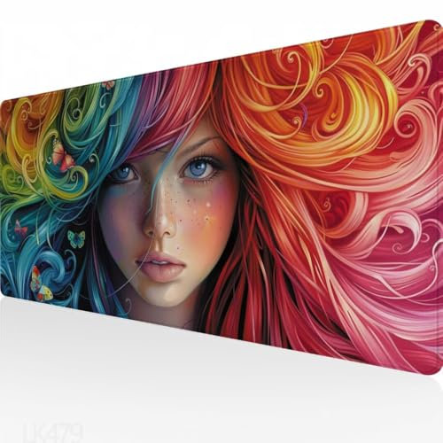 Mouse Pad Colorful, Mouse Mat Girly Desk Mat Large 1200x600x3mm Extended XXL Mousepad with Stitched Edges Non-Slip Rubber Base, Gaming Desk Pad for Keyboard and Mouse, for Office Decor, Gifts Y5-479