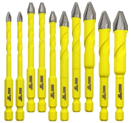 Foret excentrique à tête crochue 5/6/8/10/12MM Jeu de mèches DARTOTEK Mèches hélicoïdales pour bois/plastique/verre en béton Mèches multi-matériaux avec coffret de rangement des mèches, 10 pièces