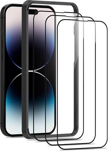 3 Pièces Verre Trempé pour iPhone 14 Pro, Vitre Protection de Anti Rayures avec Outil d'Installation Facile, Haute Sensibilité, Sans Bulles, Protection Ecran
