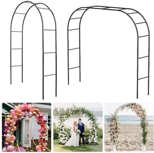 Arche de jardin en métal noir pour plantes grimpantes en plein air événement cérémonie décoration 230 cm hauteur 240 x 230 cm