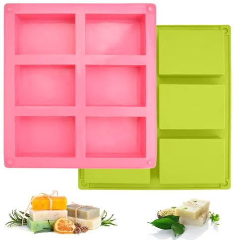 2 Pezzi Stampo Silicone Sapone, Stampi Per Sapone In Silicone 6 Cavità Rettangolari 7.8 X 5.4 Cm Stampo Sapone, Sapone Stampi Molds For Soap per Sapone Fai Da Te, Fare A Mano Sapone