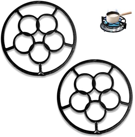 Work Ring for Gas Stove 2Pack, Cast Iron Gas Burner Ring Reducer for Coffee Pot, Work Ring Stand for Gas Hob, Non Slip Trivets for Kitchen Worktops Hot Pots 18.2cm