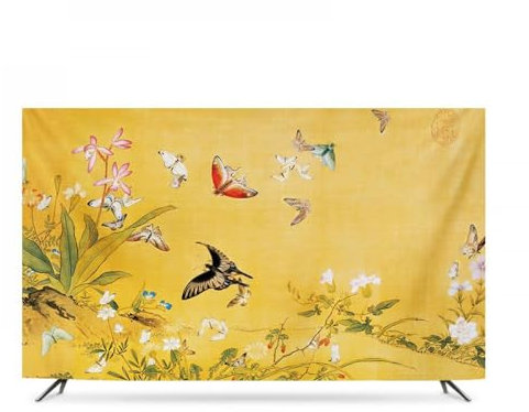 HSTANGKY TV Abdeckung TV Staubschutzhüllen Atmungsaktive Weiche Stoffschutzhülle Universal Displayschutzfolie Für LED/LCD Fernseher Für Schlafzimmer Und Wohnzimmer-Gold3||58-60inch