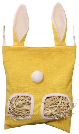 Distributeur de Foin pour Lapin, Sac de Stockage à Foin avec 2 Orifices, Accessoire Antigriffes Grande Capacité pour Cage de Petits Animaux Hamster Lapin