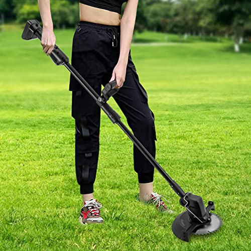 Rasentrimmer mit Akku, 300W Freischneider 1500mAh, 6000rpm, Klingenwinkel Einstellbar, Split Handle, bürstenloser Motor, Kollisionsschutzstahldraht, Kantenschneider Rasen mit Gras Baffle