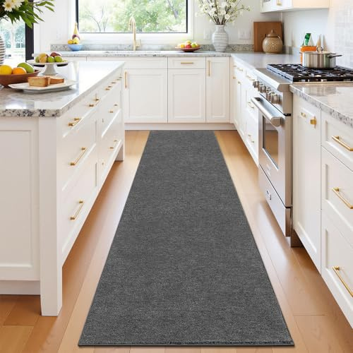Enyhom Läufer Flur 80 x 240cm, Flauschig Weich Langer Teppichläufer Flur Waschbar Teppich Küche rutschfest Eingangstürmatte Hochwertig Läufer für Waschküche, Schwarz&Weiß
