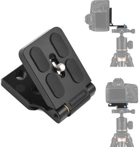 Foldable L-shaped Quick Release Plate Camera L Bracket Aluminum Alloy Vertical Horizontal Switching with 1 4 Inch Screw for DSLR Tripod Attachment