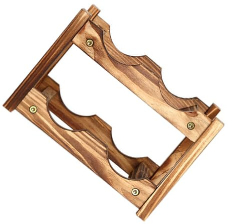 CLISPEED Wooden Red Wine Rack 2-Layer Bottle Display Stand for 4 Bottles Compact Wine Organizer for Kitchen