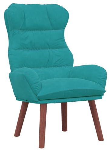 Mhdvray Sessel Türkis Samt 69x74x93 cm Modernes Design mit Gummibaum Holzbeinen Bequemer Loungesessel für Wohnzimmer Schlafzimmer Büro