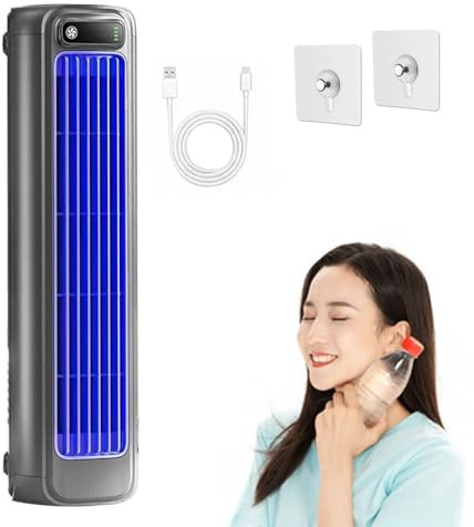 Aire Acondicionado PortáTil Cooling Ace Modelo 2026, Mini Ventilador con 3 Velocidades Y Pantalla TáCtil Led, Enfriador de Aire Recargable Por Usb Para Dormitorio, Cocina(Dark Gray)