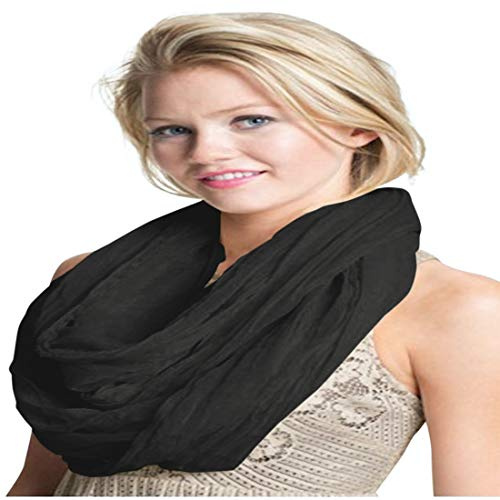 CJ Apparel Black Nepalese Mobius Infinity Scarf Snood Cowl Circular Tube Eternity Shawl Pashmina Hand Made in Nepal