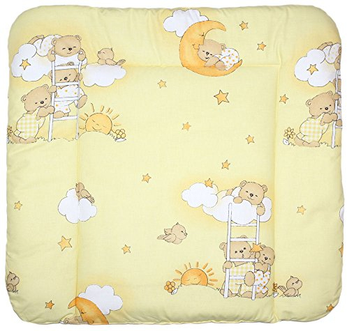 Baby Auflage Wickelauflage - BÄRCHEN AUF LEITERN GELB - 70x50 cm 70x70 cm 70x85 cm Wickeltischauflage 70x70 cm