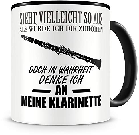 Samunshi® Klarinette Tasse mit Spruch Geschenk für Musiker Tasse Klarinette Becher Kaffeebecher Lustige Tassen zum Geburtstag Teetasse schwarz 300ml