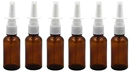 6 botellas vacías de vidrio ámbar de 0.17 onzas, frascos de spray nasal de viaje, pulverizadores de niebla fina, atomizadores, cosméticos, maquillaje, perfume, contenedores de almacenamiento