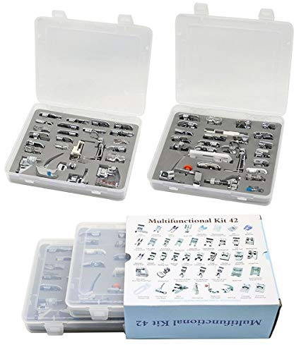 ckpsms Marque -# KP-19032 Pieds-de-biche pour Machine à Coudre Domestique 42pièce avec boîte de Rangement en Plastique pour Brother, Singer, Babylock, Janome et Kenmore à Tige Basse (42PCS)
