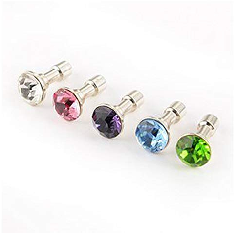Ogquaton Die Piercings für Smartphones Kopfhöreranschluss Staubdichter Stecker Staubstecker Strass 3,5 mm 5 Sätze Zufällige Farbe Hohe Qualität