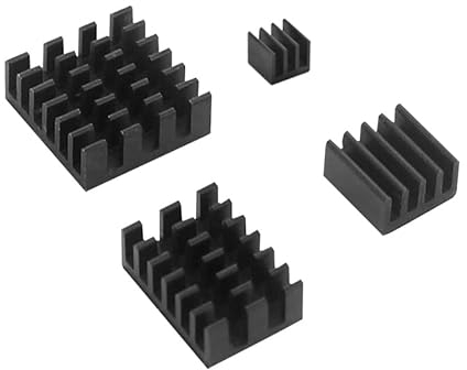 ITSTUFF Aluminium Kühlkörper Set 4 Stück schwarz für Raspberry Pi 4 selbstklebend leise passive Kühlung
