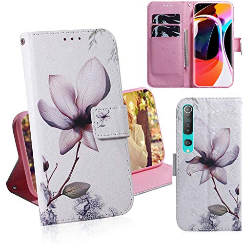 DodoBuy Xiaomi Mi 10/Mi 10 Pro Hülle Flip PU Leder Schutzhülle Handy Tasche Case Cover Wallet Standfunktion mit Kartenfächer Magnetverschluss für Xiaomi Mi 10/Mi 10 Pro - Blume