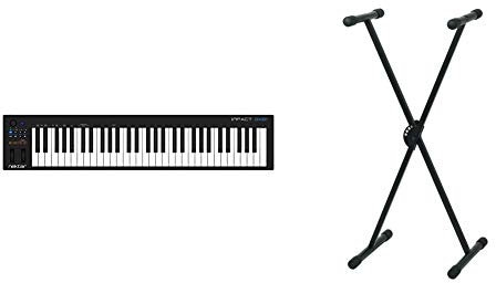 Nektar Impact GX61Controlador USB MIDI de teclado con integración de DAW + Pure GEWA F900520Soporte de teclado, patas perfil simple,negro