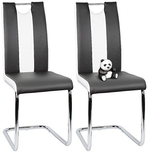 Esszimmerstühle Schwingstuhl Set,Esszimmerstuhl, Wohnzimmerstuhl,Bezug aus Lederimitat,Kann in Küche, Esszimmer, Wohnzimmer, Hotel, Schlafzimmer, Lobby, Fast Food verwendet Werden (Schwarz + Weiß, 2)