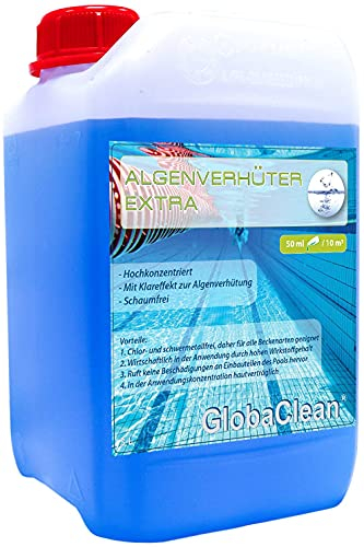 GlobaClean Algizid für Pool - 3L - Vorbeugender Schutz vor Algen, Bakterien und Pilzen - Algenverhütung für sauberes Poolwasser