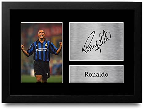HWC Trading FR A4 Ronaldo Inter Milan Gifts Printed Signed Autograph Picture for Football Fans and Supporters - A4 Framed