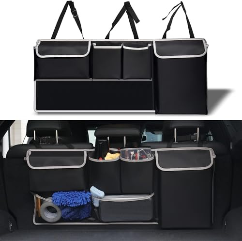 UYYE Kofferraum-Organizer, Rücksitztasche, Auto-Innenzubehör mit 6 Taschen, Schwarz, für SUV, Jeep, MPVs