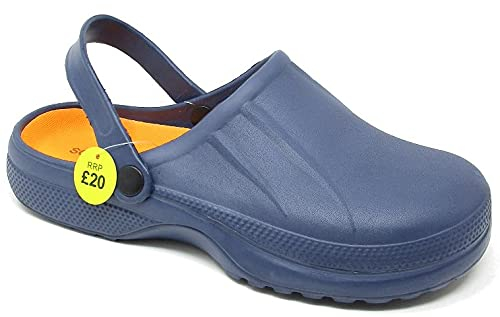 sole london Mens Summer Garden Pool Nursing Hospital Clog Mule Beach Rubber Sandals Shoes Slippers Navy