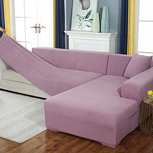 VEAI Sofabezug Eck Couchbezug L Form Sofahusse Stretch Sofa überzug für 1/2/3/4 Sitzer(L-förmiges Ecksofa erfordert Zwei) (Color : R, Size : 1-Sitzer (90-140 cm))