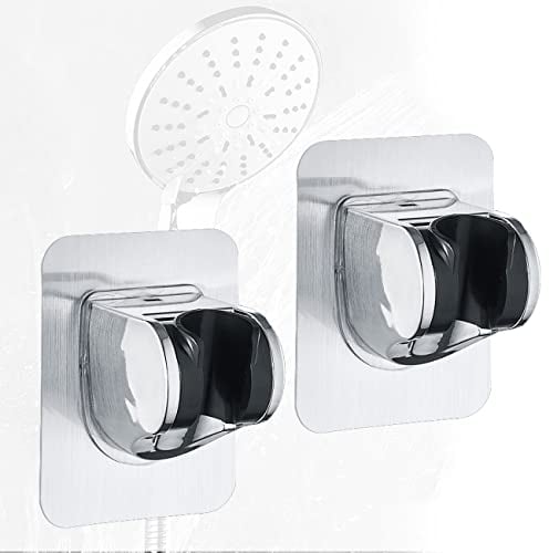 Tianyis 2 Stück Handbrause Halterung, Winkel Verstellbar Duschhalterung, Duschkopfhalterung, Duschkopfhalter, Ohne Bohren Stark klebende, Wand Montierte Duschbrause Halterung, Brausehalter Bad