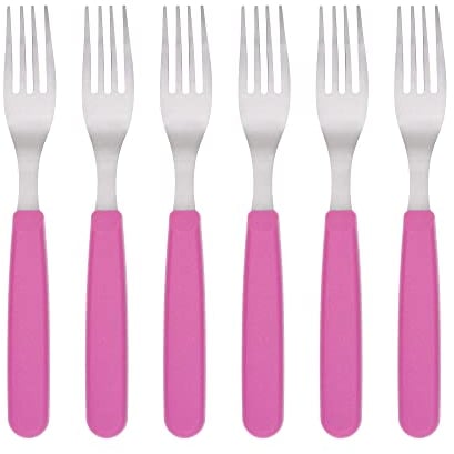 GRÄWE Tafelgabeln, 6 Stück, Edelstahl, bunte Griffe, pink