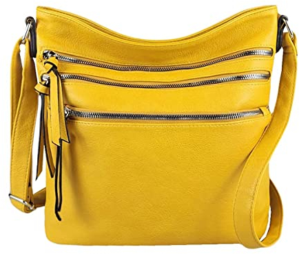 Damen Tasche Shopper Schultertasche Umhängetasche Crossover Crossbody Henkeltasche Beuteltasche Handtasche City Bag Reise Kunst-Leder Gelb