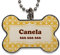 LolaPix Chapa Perros Personalizadas con foto, texto o imagen. Placas para Perros. Chapa metálica con forma de hueso. Regalo personalizado. MOSAICO AMARILLO