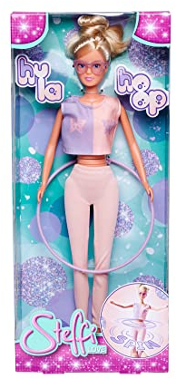 Simba 105733619 - Steffi Love Hula Hoop, Spielpuppe trägt EIN sportliches Outfit mit Hula-Hoop und mechanischer Funktion, 29cm, ab 3 Jahre