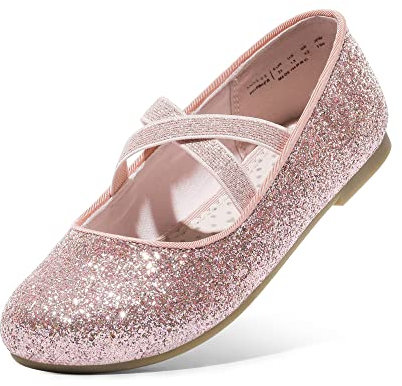 DREAM PAIRS Scarpe Eleganti da Ragazza Ballerine Bambina Scarpe Principessa Eleganti,Size 35,Rosa,ANGIE-2-E