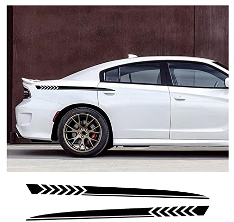 Qmzmro Autoaufkleber,Für Dodge Charger SXT GT R/T SCAT Pack WIDEBODY Tuning Auto Sport Streifen Vinyl Aufkleber 2PPC Auto Seitenaufkleber