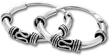 WINDALF Schmuck-Creolen LINSY 15 mm Mit zarten Ornamenten Handarbeit 925 Sterlingsilber