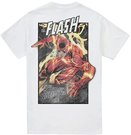 Cotton Soul DC Comics The Flash Speedster Herren-T-Shirt, Weiß, weiß, XL